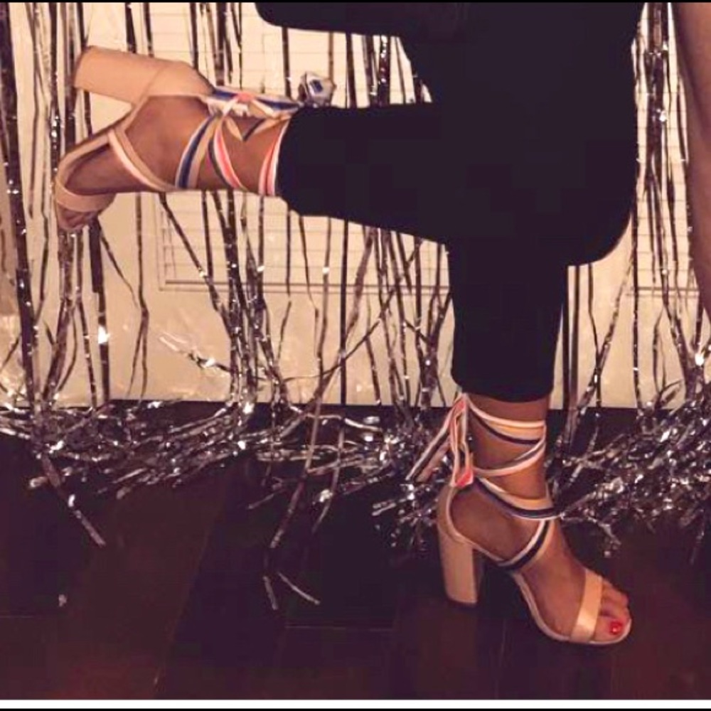 Heels that tie up calf